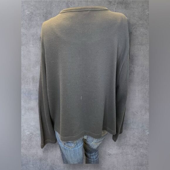 Reference Point Black Cardigan with Pink Palm Tree Embroidery - Size L - Picture 6 of 8